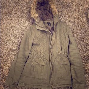 Wet seal jacket with fur.